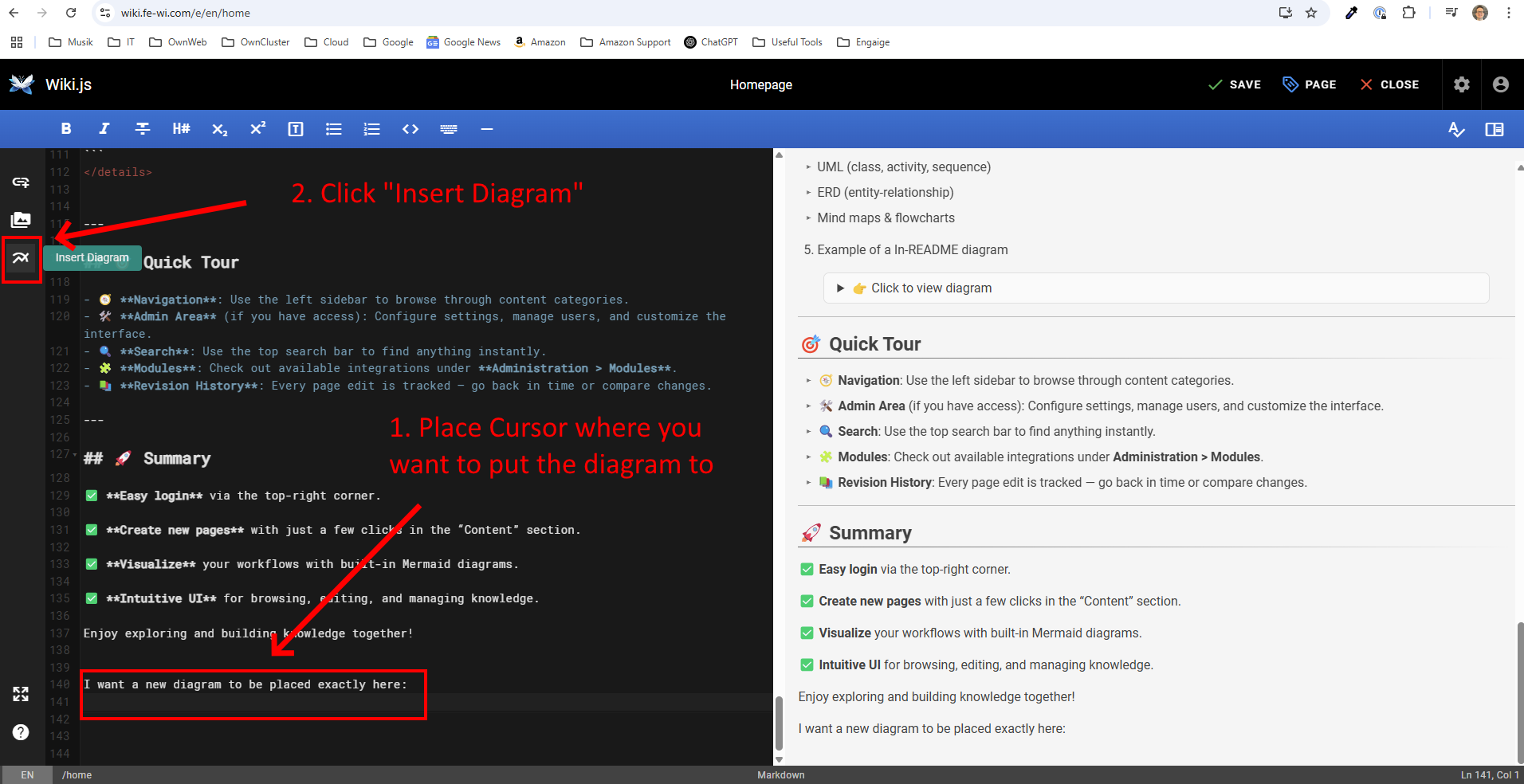 Wiki.js integrated draw.io editor. Add new Diagram screenschot